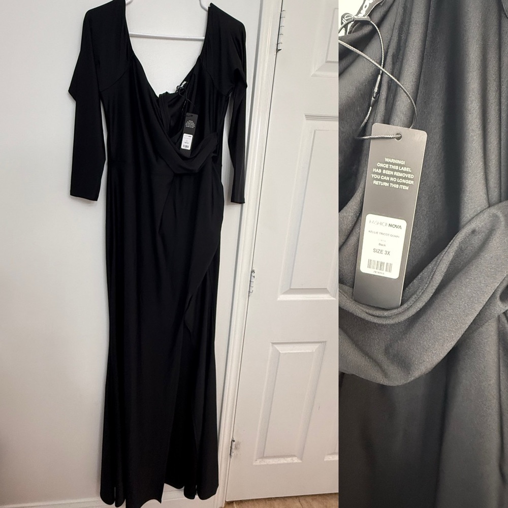 Fashion Nova Elegant Black Long Sleeve Dress